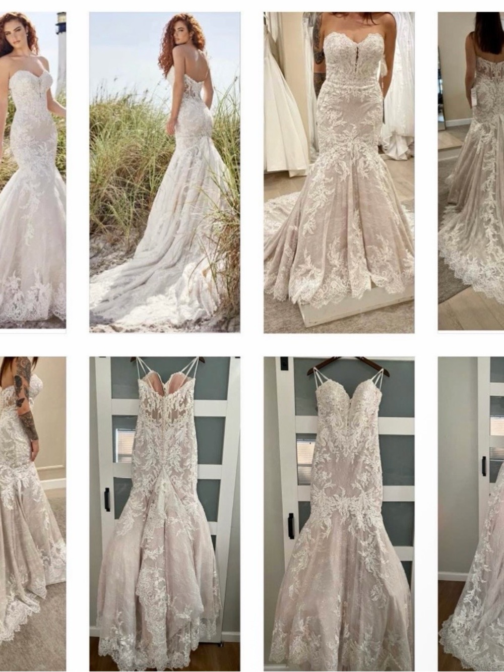 Lace Mermaid Wedding Dress in Ivory/Champagne size 12